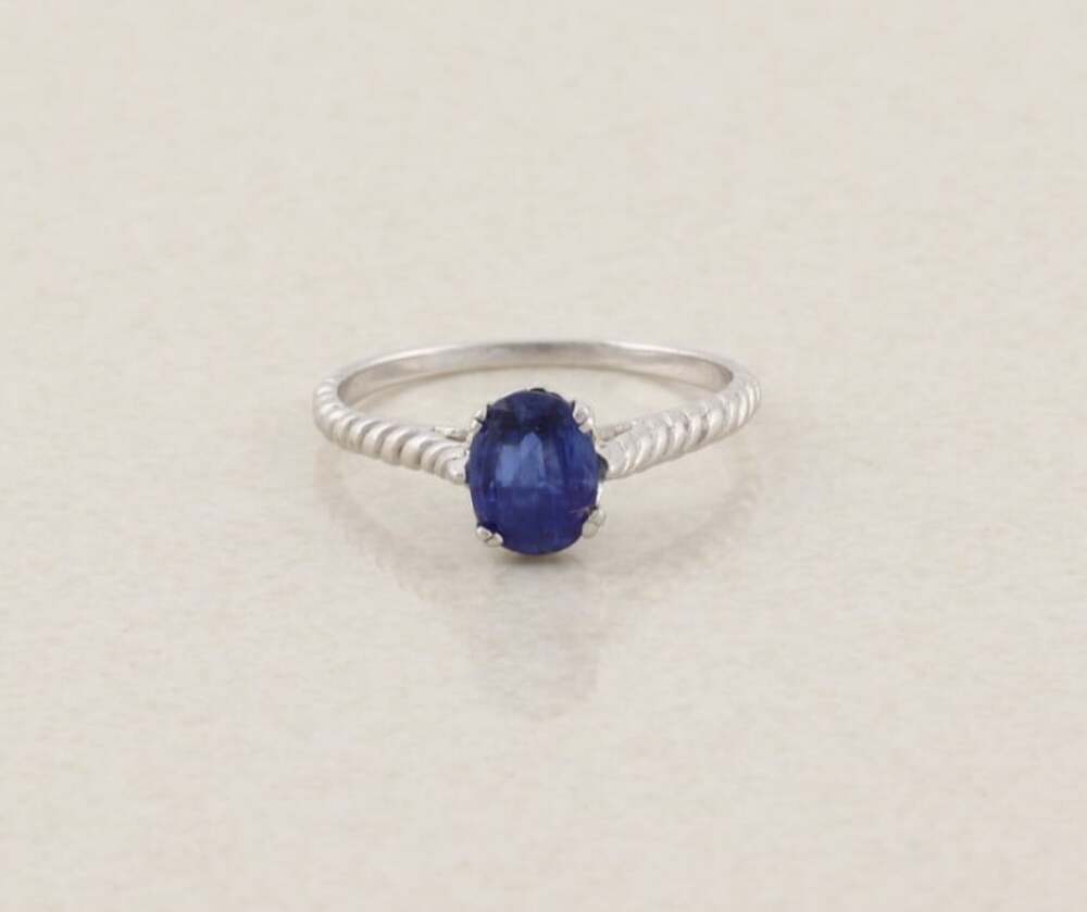 Sterling Silver Glass Filled Treated Natural Sapphire Ring Size 9 3/4 Avon